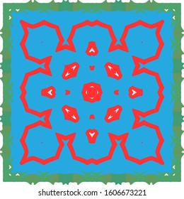 Decorative color ceramic talavera tiles. Minimal design. Vector seamless pattern collage. Red folk ethnic ornament for print, web background, surface texture, towels, pillows, wallpaper.