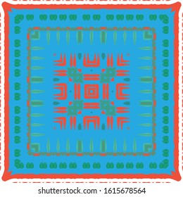 Decorative color ceramic talavera tiles. Original design. Vector seamless pattern texture. Red folk ethnic ornament for print, web background, surface texture, towels, pillows, wallpaper.