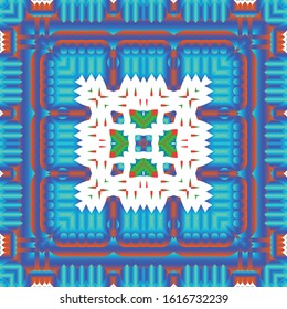 Decorative color ceramic talavera tiles. Collection of vector seamless patterns. Geometric design. Red folk ethnic ornaments for print, web background, surface texture, towels, pillows, wallpaper.