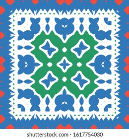 Decorative color ceramic talavera tiles. Collection of vector seamless patterns. Geometric design. Red folk ethnic ornaments for print, web background, surface texture, towels, pillows, wallpaper.
