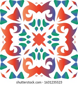 Decorative color ceramic talavera tiles. Vector seamless pattern elements. Minimal design. Red folk ethnic ornament for print, web background, surface texture, towels, pillows, wallpaper.