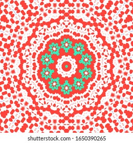 Decorative color ceramic talavera tiles. Collection of vector seamless patterns. Geometric design. Red folk ethnic ornaments for print, web background, surface texture, towels, pillows, wallpaper.