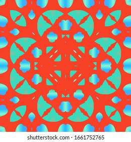 Decorative color ceramic talavera tiles. Geometric design. Vector seamless pattern watercolor. Red folk ethnic ornament for print, web background, surface texture, towels, pillows, wallpaper.