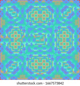 Decorative color ceramic talavera tiles. Geometric design. Vector seamless pattern watercolor. Red folk ethnic ornament for print, web background, surface texture, towels, pillows, wallpaper.