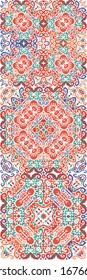 Decorative color ceramic talavera tiles. Modern design. Set of vector seamless patterns. Red folk ethnic ornaments for print, web background, surface texture, towels, pillows, wallpaper.