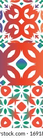 Decorative color ceramic talavera tiles. Fashionable design. Collection of vector seamless patterns. Red folk ethnic ornaments for print, web background, surface texture, towels, pillows, wallpaper.