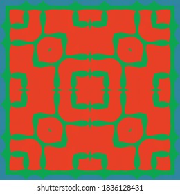 Decorative color ceramic talavera tiles. Geometric design. Vector seamless pattern watercolor. Red folk ethnic ornament for print, web background, surface texture, towels, pillows, wallpaper.