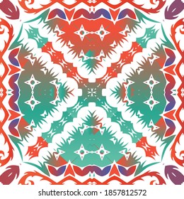 Carrelage en céramique de couleur décorative. Conception minimale. Image vectorielle collage motif harmonieux. Ornement ethnique folk rouge pour impression, arrière-plan web, texture de surface, serviettes, oreillers, fond d'écran.