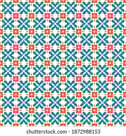 Decorative color ceramic talavera tiles. Fashionable design. Vector seamless pattern frame. Red folk ethnic ornament for print, web background, surface texture, towels, pillows, wallpaper.