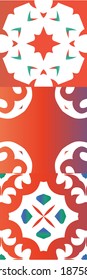 Decorative color ceramic talavera tiles. Universal design. Kit of vector seamless patterns. Red folk ethnic ornaments for print, web background, surface texture, towels, pillows, wallpaper.