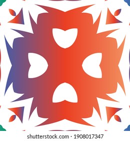 Baldosas de talavera de cerámica de colores decorativos. Diseño universal. Marco de patrón sin fisuras del vector. Ornamento étnico folclórico rojo para impresión, fondo web, textura superficial, toallas, almohadas, papel pintado.