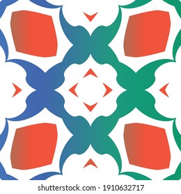 Decorative color ceramic talavera tiles. Hand drawn design. Vector seamless pattern trellis. Red folk ethnic ornament for print, web background, surface texture, towels, pillows, wallpaper.