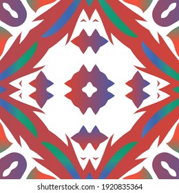 Decorative color ceramic talavera tiles. Vector seamless pattern trellis. Fashionable design. Red folk ethnic ornament for print, web background, surface texture, towels, pillows, wallpaper.