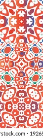 Decorative color ceramic talavera tiles. Original design. Collection of vector seamless patterns. Red folk ethnic ornaments for print, web background, surface texture, towels, pillows, wallpaper.