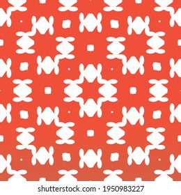 Decorative color ceramic talavera tiles. Original design. Vector seamless pattern frame. Red folk ethnic ornament for print, web background, surface texture, towels, pillows, wallpaper.