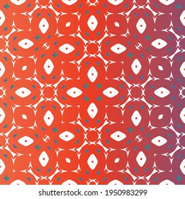 Decorative color ceramic talavera tiles. Fashionable design. Vector seamless pattern theme. Red folk ethnic ornament for print, web background, surface texture, towels, pillows, wallpaper.