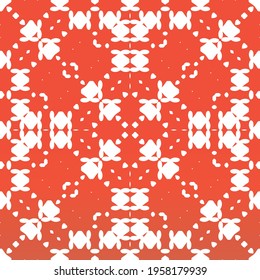 Decorative color ceramic talavera tiles. Original design. Vector seamless pattern frame. Red folk ethnic ornament for print, web background, surface texture, towels, pillows, wallpaper.