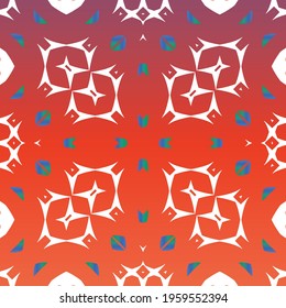 Decorative color ceramic talavera tiles. Fashionable design. Vector seamless pattern theme. Red folk ethnic ornament for print, web background, surface texture, towels, pillows, wallpaper.