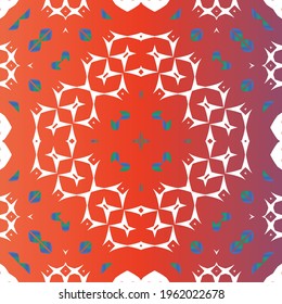 Decorative color ceramic talavera tiles. Fashionable design. Vector seamless pattern theme. Red folk ethnic ornament for print, web background, surface texture, towels, pillows, wallpaper.