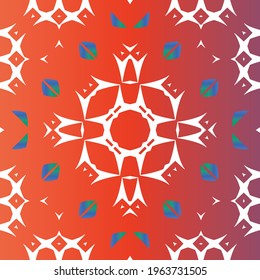 Decorative color ceramic talavera tiles. Fashionable design. Vector seamless pattern theme. Red folk ethnic ornament for print, web background, surface texture, towels, pillows, wallpaper.