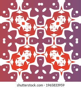 Decorative color ceramic talavera tiles. Fashionable design. Vector seamless pattern collage. Red folk ethnic ornament for print, web background, surface texture, towels, pillows, wallpaper.