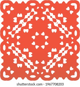 Decorative color ceramic talavera tiles. Vector seamless pattern arabesque. Creative design. Red folk ethnic ornament for print, web background, surface texture, towels, pillows, wallpaper.