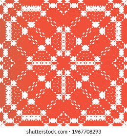 Decorative color ceramic talavera tiles. Original design. Vector seamless pattern frame. Red folk ethnic ornament for print, web background, surface texture, towels, pillows, wallpaper.