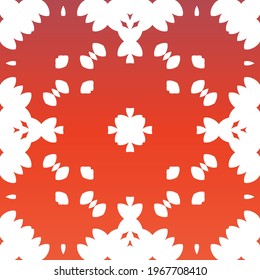 Decorative color ceramic talavera tiles. Stylish design. Vector seamless pattern watercolor. Red folk ethnic ornament for print, web background, surface texture, towels, pillows, wallpaper.