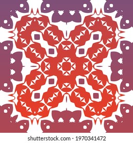 Decorative color ceramic talavera tiles. Fashionable design. Vector seamless pattern collage. Red folk ethnic ornament for print, web background, surface texture, towels, pillows, wallpaper.