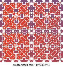Decorative color ceramic talavera tiles. Fashionable design. Vector seamless pattern collage. Red folk ethnic ornament for print, web background, surface texture, towels, pillows, wallpaper.