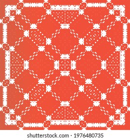 Decorative color ceramic talavera tiles. Original design. Vector seamless pattern frame. Red folk ethnic ornament for print, web background, surface texture, towels, pillows, wallpaper.