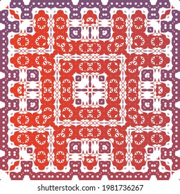 Decorative color ceramic talavera tiles. Fashionable design. Vector seamless pattern collage. Red folk ethnic ornament for print, web background, surface texture, towels, pillows, wallpaper.