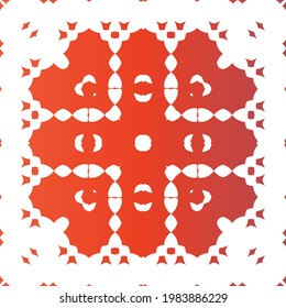 Decorative color ceramic talavera tiles. Stylish design. Vector seamless pattern watercolor. Red folk ethnic ornament for print, web background, surface texture, towels, pillows, wallpaper.