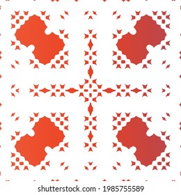 Decorative color ceramic talavera tiles. Stylish design. Vector seamless pattern watercolor. Red folk ethnic ornament for print, web background, surface texture, towels, pillows, wallpaper.