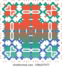 Decorative color ceramic talavera tiles. Vector seamless pattern texture. Creative design. Red folk ethnic ornament for print, web background, surface texture, towels, pillows, wallpaper.