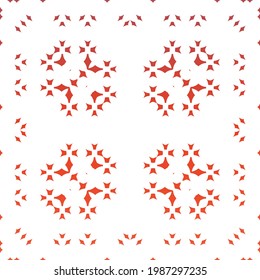 Decorative color ceramic talavera tiles. Stylish design. Vector seamless pattern watercolor. Red folk ethnic ornament for print, web background, surface texture, towels, pillows, wallpaper.