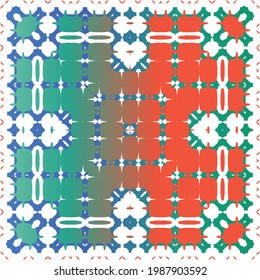 Decorative color ceramic talavera tiles. Vector seamless pattern texture. Creative design. Red folk ethnic ornament for print, web background, surface texture, towels, pillows, wallpaper.