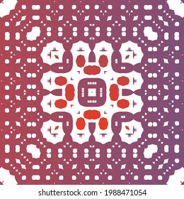 Decorative color ceramic talavera tiles. Fashionable design. Vector seamless pattern collage. Red folk ethnic ornament for print, web background, surface texture, towels, pillows, wallpaper.