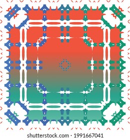 Decorative color ceramic talavera tiles. Vector seamless pattern texture. Creative design. Red folk ethnic ornament for print, web background, surface texture, towels, pillows, wallpaper.