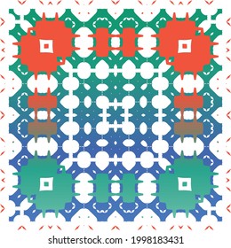 Decorative color ceramic talavera tiles. Vector seamless pattern texture. Creative design. Red folk ethnic ornament for print, web background, surface texture, towels, pillows, wallpaper.