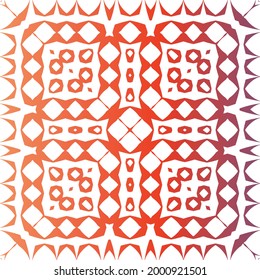 Decorative color ceramic talavera tiles. Geometric design. Vector seamless pattern texture. Red folk ethnic ornament for print, web background, surface texture, towels, pillows, wallpaper.