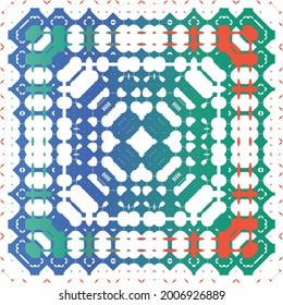 Decorative color ceramic talavera tiles. Vector seamless pattern texture. Creative design. Red folk ethnic ornament for print, web background, surface texture, towels, pillows, wallpaper.
