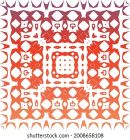 Decorative color ceramic talavera tiles. Geometric design. Vector seamless pattern texture. Red folk ethnic ornament for print, web background, surface texture, towels, pillows, wallpaper.