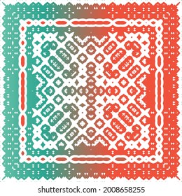 Decorative color ceramic talavera tiles. Vector seamless pattern poster. Colored design. Red folk ethnic ornament for print, web background, surface texture, towels, pillows, wallpaper.