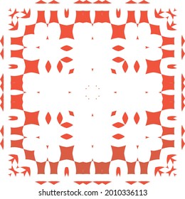 Decorative color ceramic talavera tiles. Vector seamless pattern trellis. Kitchen design. Red folk ethnic ornament for print, web background, surface texture, towels, pillows, wallpaper.