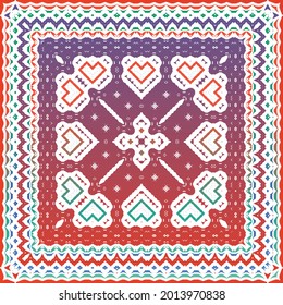 Decorative color ceramic talavera tiles. Vector seamless pattern collage. Original design. Red folk ethnic ornament for print, web background, surface texture, towels, pillows, wallpaper.