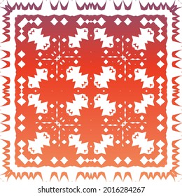Decorative color ceramic talavera tiles. Geometric design. Vector seamless pattern texture. Red folk ethnic ornament for print, web background, surface texture, towels, pillows, wallpaper.