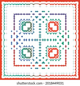 Decorative color ceramic talavera tiles. Vector seamless pattern collage. Original design. Red folk ethnic ornament for print, web background, surface texture, towels, pillows, wallpaper.