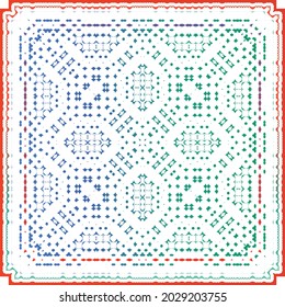 Decorative color ceramic talavera tiles. Vector seamless pattern collage. Original design. Red folk ethnic ornament for print, web background, surface texture, towels, pillows, wallpaper.
