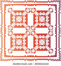 Decorative color ceramic talavera tiles. Geometric design. Vector seamless pattern texture. Red folk ethnic ornament for print, web background, surface texture, towels, pillows, wallpaper.